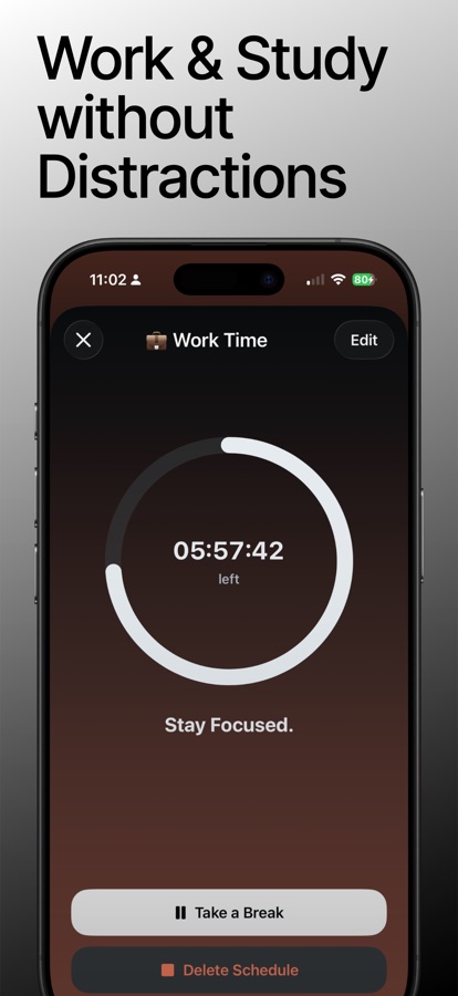 Focus timer counting down a distraction-free work session in Disconnect